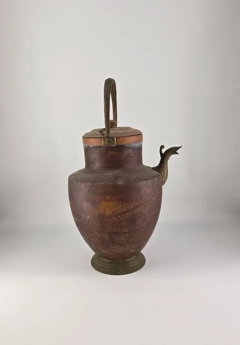 Large Copper and Brass Kettle - VTG