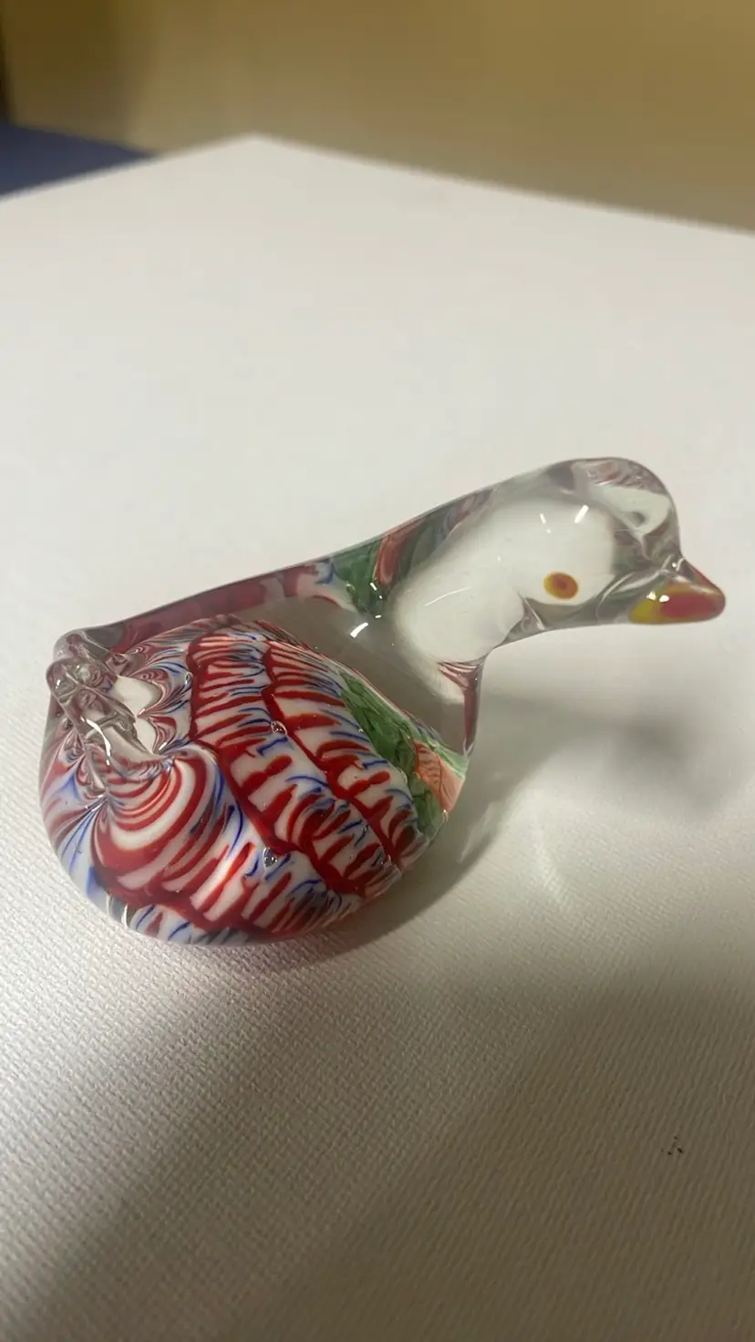 Glass MILLEFIORE Bird Paperweight Figurine 2.75”