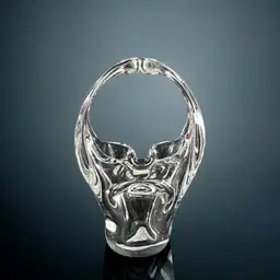 Murano Vintage Clear Glass Basket Vase Hand Blown Made in Italy