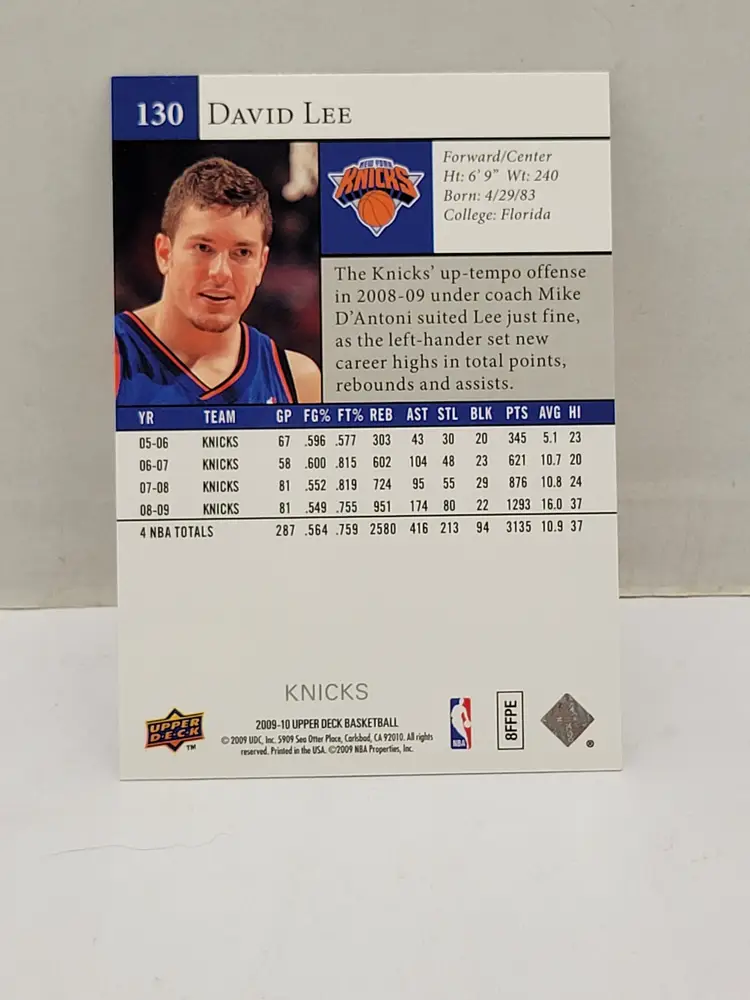 David Lee New York Knicks Basketball Card