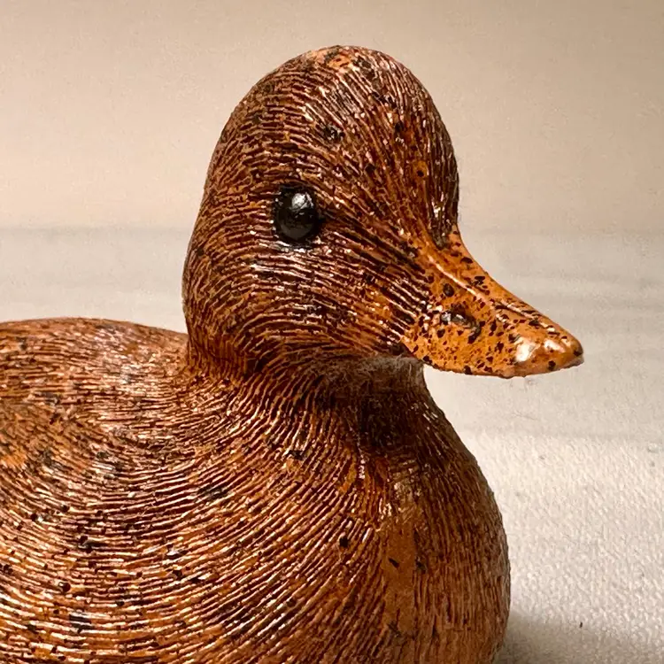Mini Baby Duck Decoy Figurine Handcrafted in USA Pecan Shell Resin Vintage.