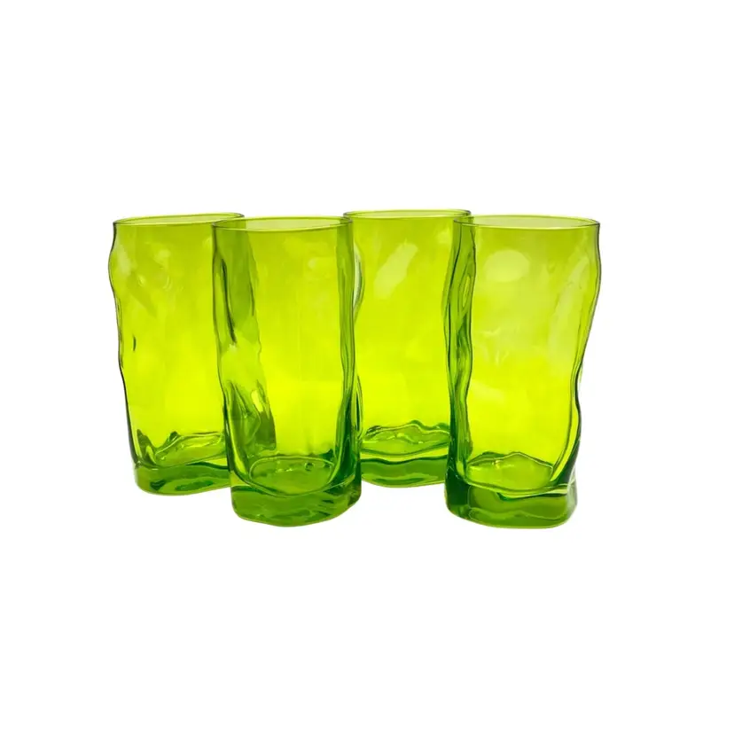 5pc Cocktail Glass Beverage Tumbler Set “SORGENTE” By Bormioli Rocco Italy Green Easter Drinkware Springtime Entertaining