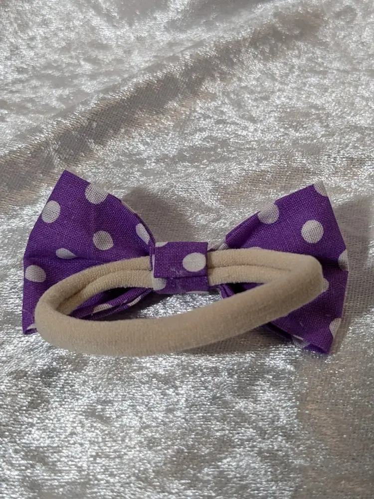 Pigtail Hair Bows - Toddler, Girls, Handmade, Purple Polka Dots