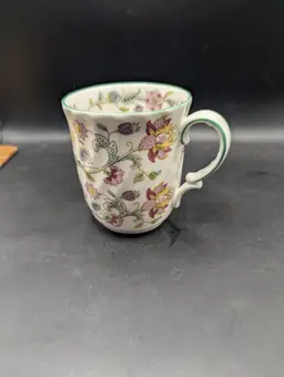 Hadden Hall Minton Swirled Coffee Mug Floral Design Green Trim