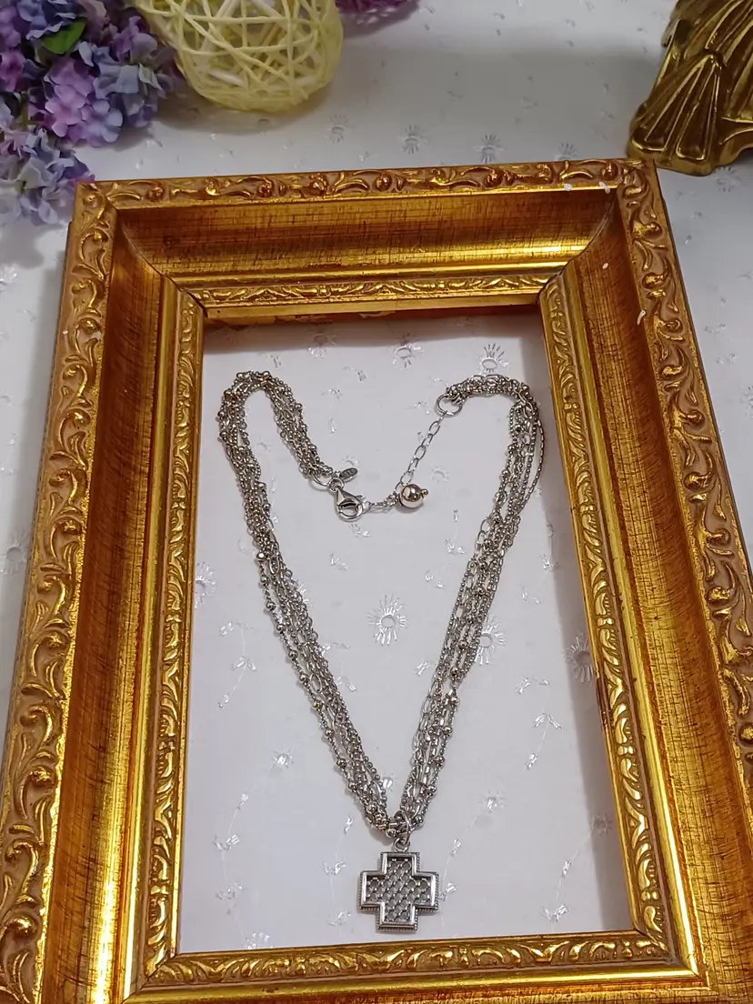 Multi- strand maltese cross necklace