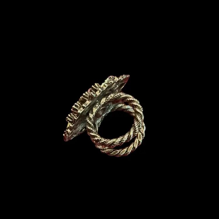 Vintage  1950s Goldtone Art ~ Arthur Pepper Scarf Tie / Ring / Charm / Clip. Floral Flower Design With Pastel GL Rhinestones & Faux Pearls. Very Charming Piece!!  🌺