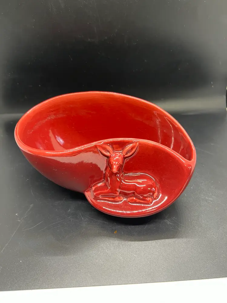 Vintage Asymmetrical Fawn Deer Planter Dish