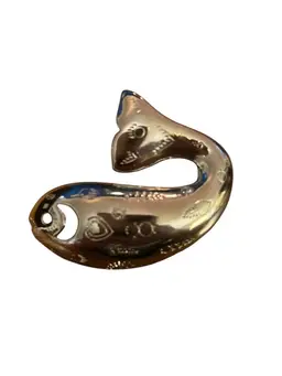 Vintage Trifari Signed Silver-Tone Modernist Whale Brooch Pin