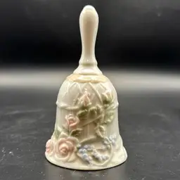 Vintage Glazed Porcelain Floral Cottagecore Bell 5.25”