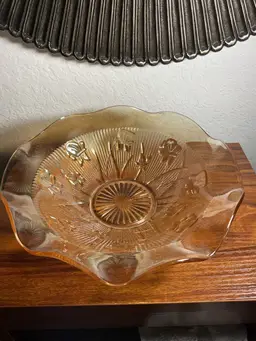 Jeanette Glass Iris and Herringbone pattern Bowl