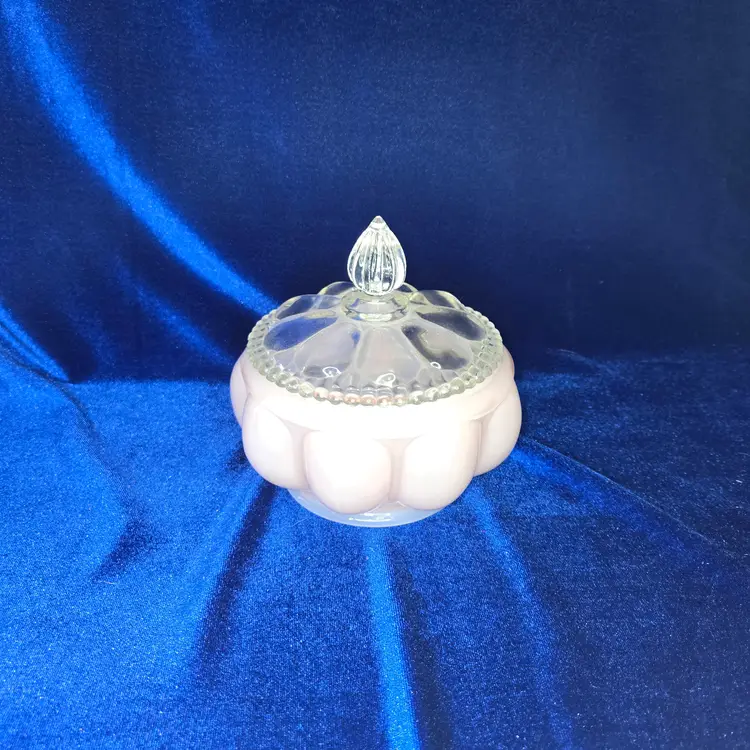 Fenton Rose Overlay Cased Melon Vanity Set Vintage 1940's Ribbed Stoppers 4 pcs