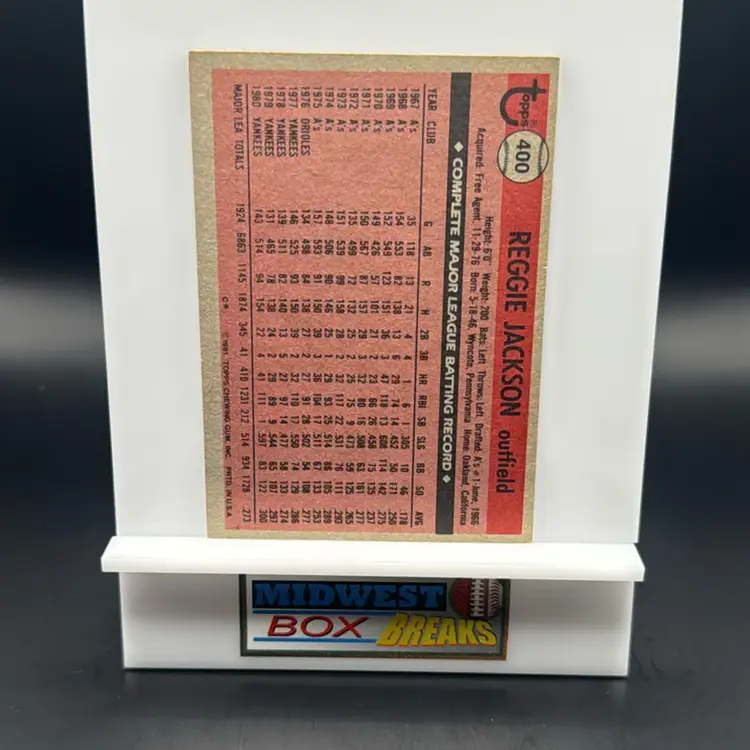 Reggie Jackson All Star 1981 Topps New York Yankees MBBCRD