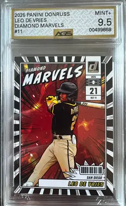 Leo De Vries 2025 Panini Donruss Diamond Marvels #11 AGS 9.5