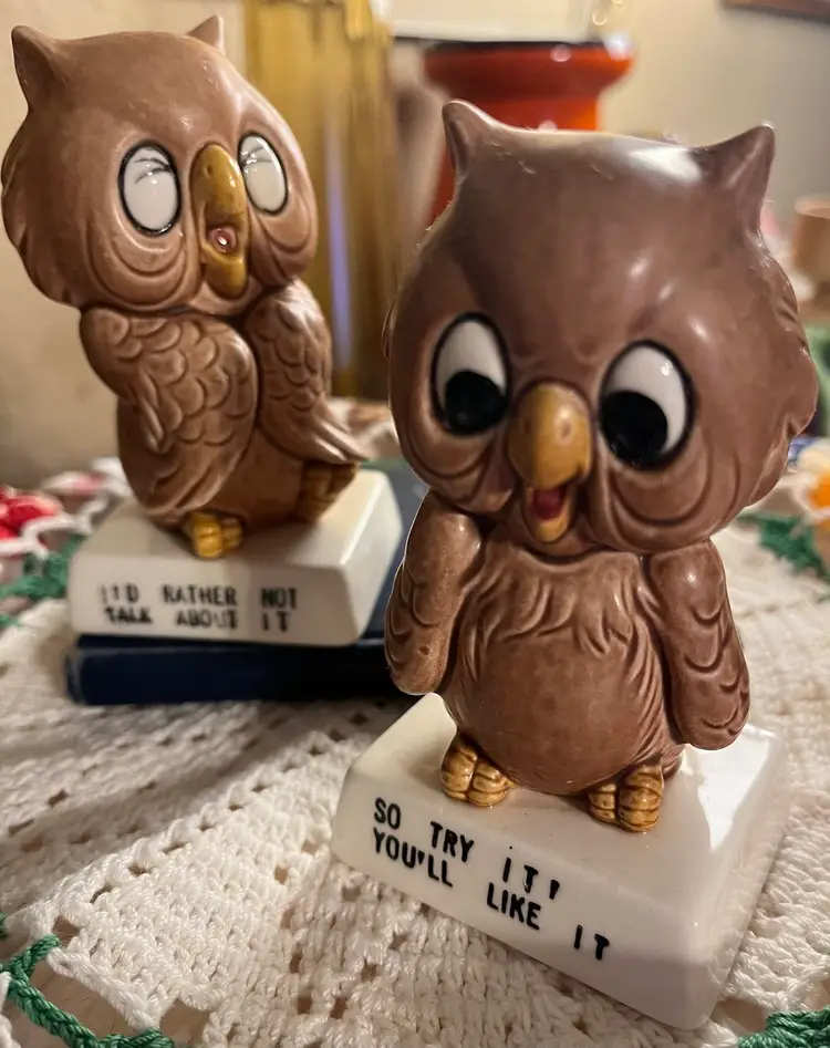 VINTAGE NORCREST ANTHROPOMORPHIC OWL WITH SAYING