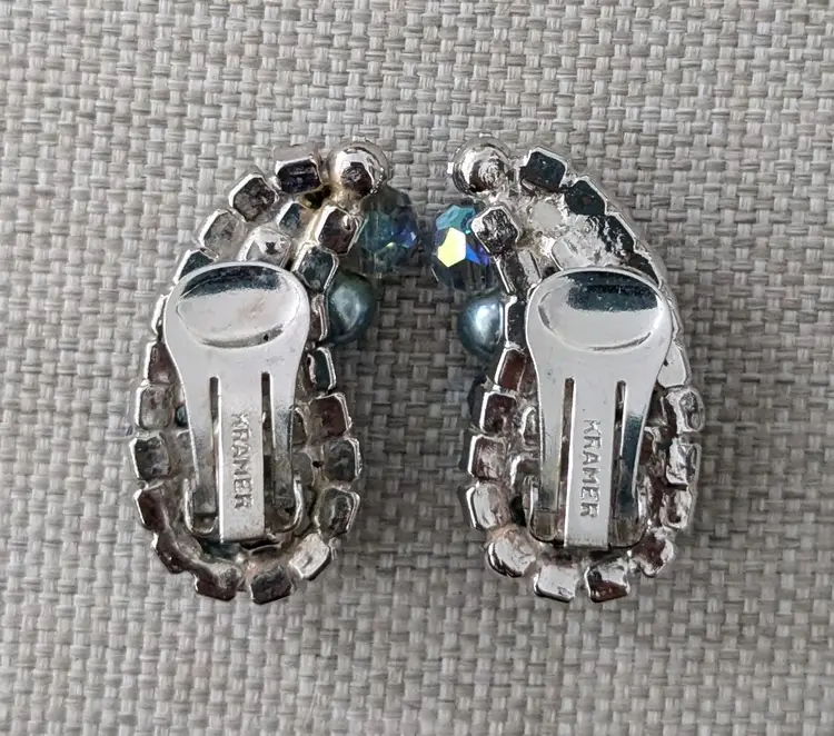 Vintage Signed Kramer Powder Blue Earrings