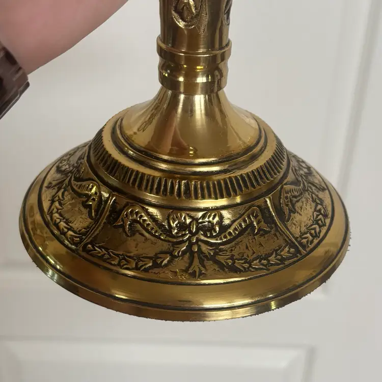 Vintage Brass Bow Motif 12” Candlestick