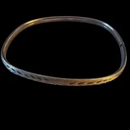 Italian Sterling Etched Hinged Square Bangle 2.5” Opening