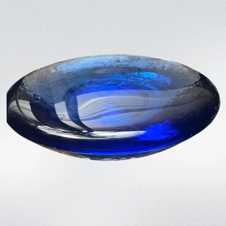 Fire and Light Disc Paperweight Cobalt Blue 4"