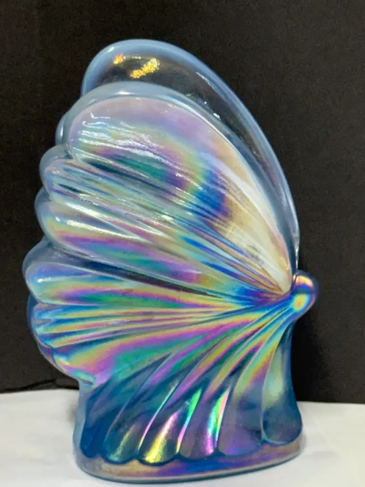 Rare Vintage Fenton Blue Iredescent Butterfly Glass Figurine