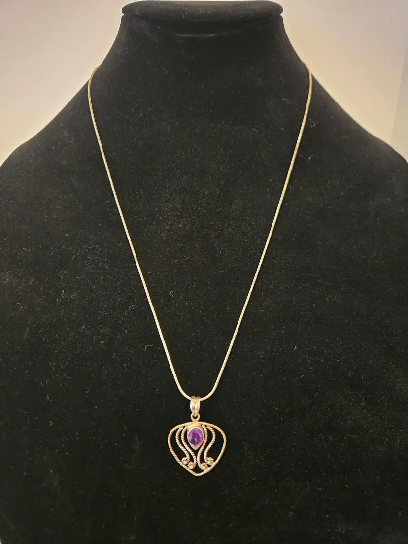 Sterling Silver 925 Amethyst Pendant Necklace