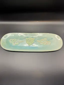 Studio Art Pottery Serving Tray - Typsy Mermaid Art 12” X 3”