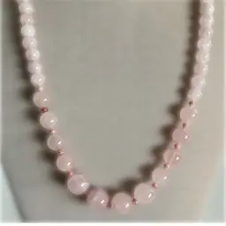 Stunning Rose Quartz Gemstone Graduated Beaded Necklace 23”