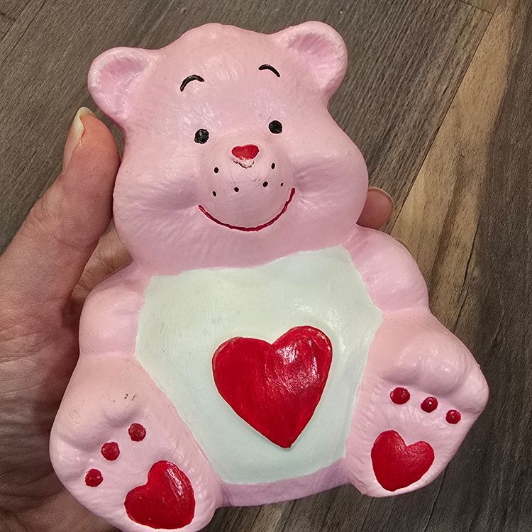 80s Love A Lot Tender Heart Pink Care Bears Ceramic Piggy Coin Bank Decor 5"