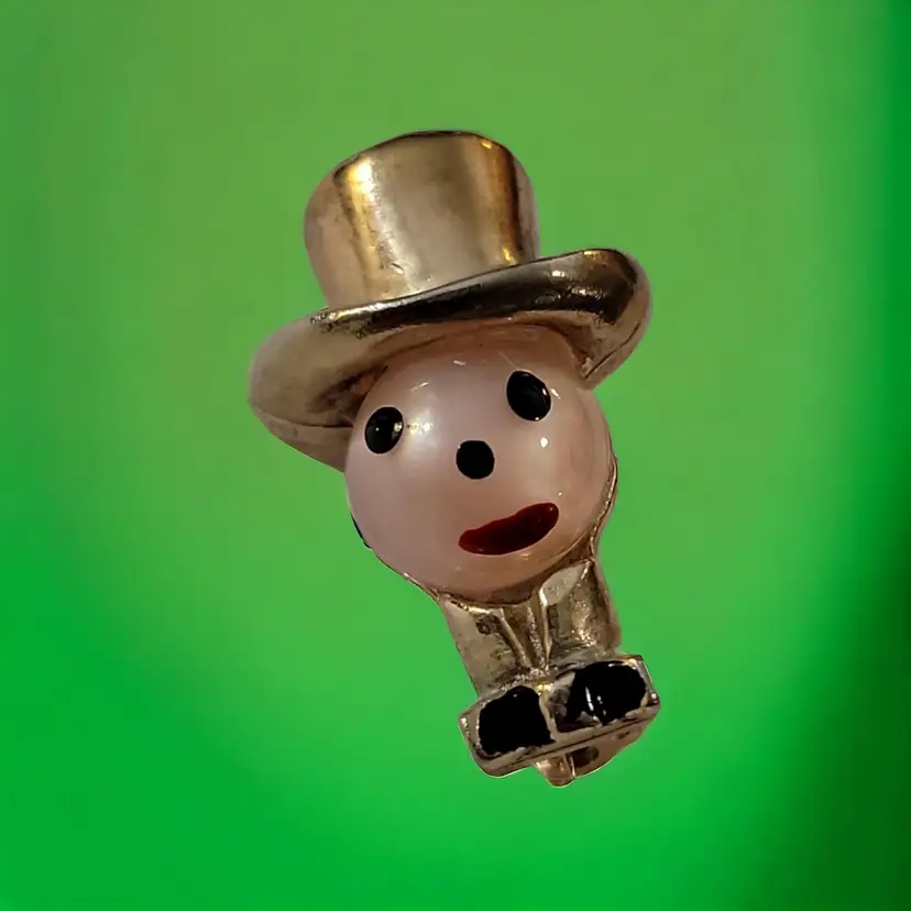 Rare Coro Small Series Little People Snowman  Top Hat Pearlized Face Corocraft? Scatter Pin