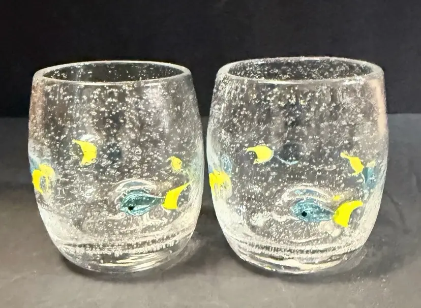 Yankee Candle Bubble Glass Votive Tealight Holder w  Blue Fish