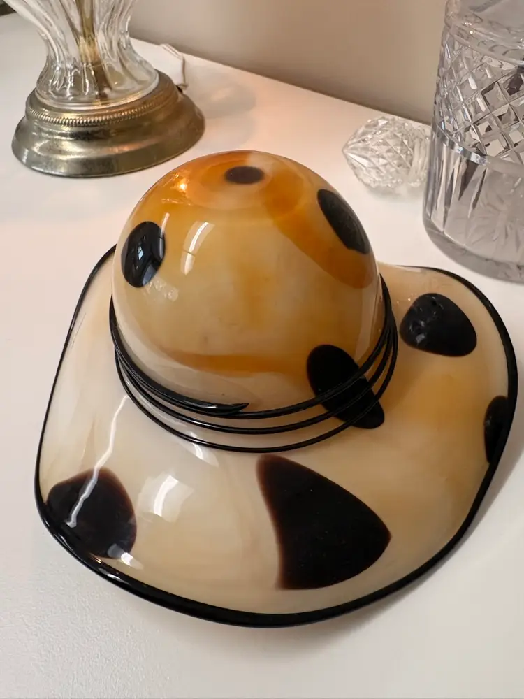 Murano Hand Blown Art Glass Hat Sculpture