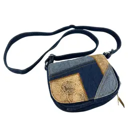 Q&A Leather and Denim Handbag Purse