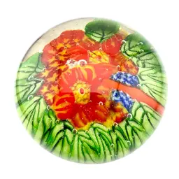 #01 Vintage Chinese Flower Paperweight- Bold Colors 2.75” x 2”