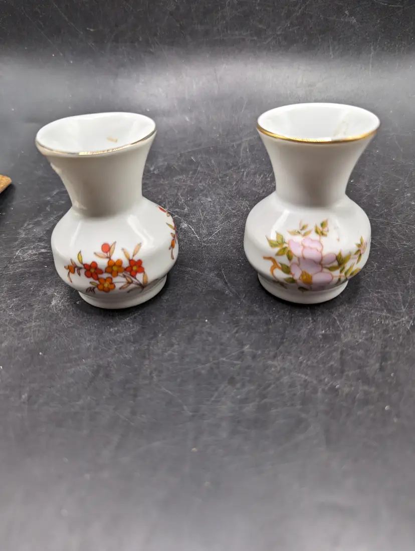 Vintage Lot of 2 Small Vases Leart Made in Brazil