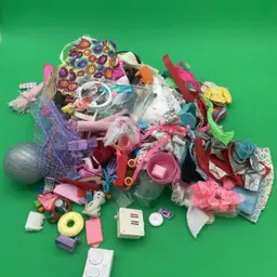 Two Pounds of Barbie & Other Doll Clothing and Dollhouse Accessories - Mixed Lot