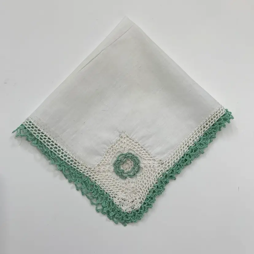 Crocheted 3D Flower Bridesmaid Handkerchief  Wedding Cottage Core Granny Vintage