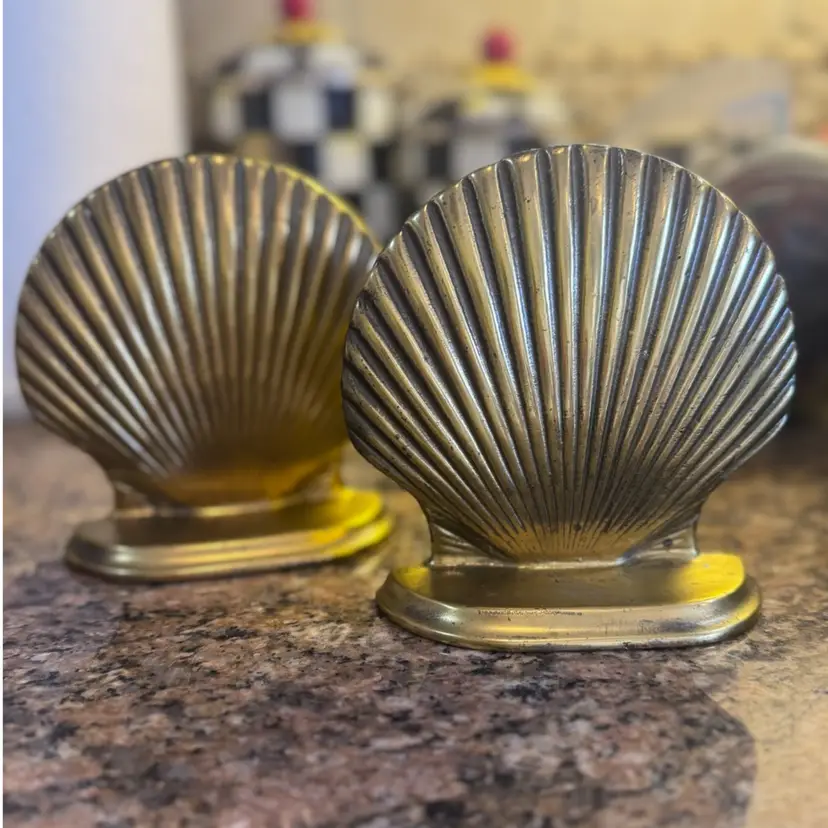 Brass Shell Bookends
