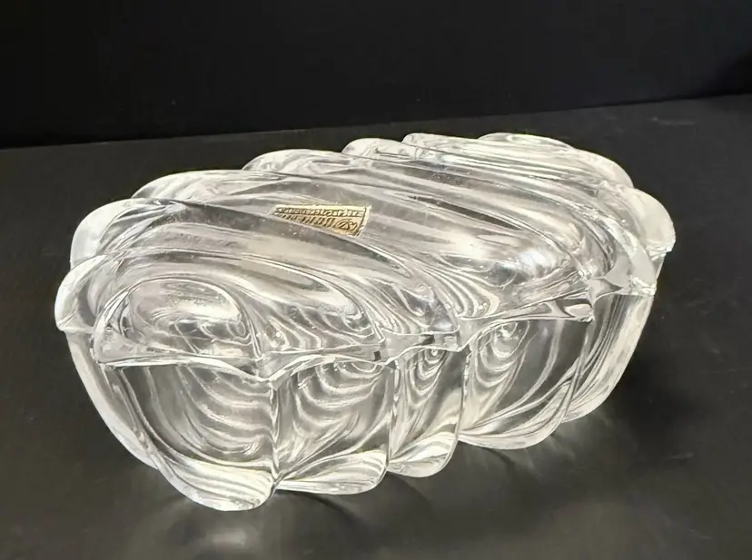 Vintage Bohemia Crystal Czech Republic Cover Trinket Box