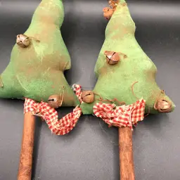 Handmade Primitive Farmhouse Christmas Trees W Cinnamon Stick Trunks