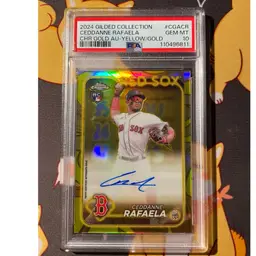 2024 Topps Chrome Gilded Ceddanne Rafaela (RC/AU) Chrome Gold /75 PSA 10 - Boston Red Sox