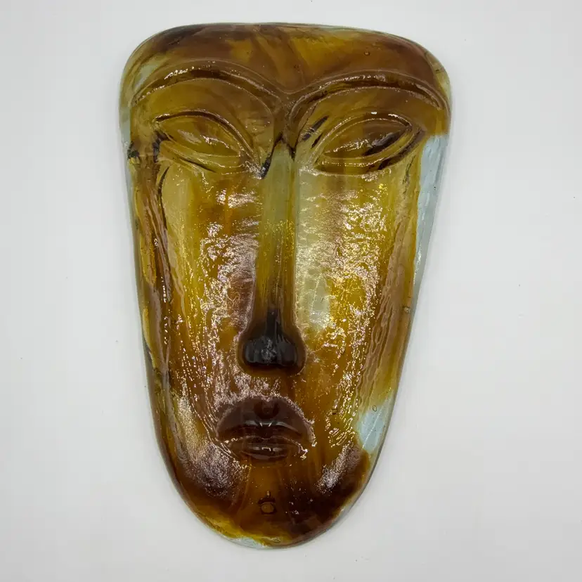 Sky Dreamer Glass Mask Jaramillo Bros. Mexico Amber Brown Swirl