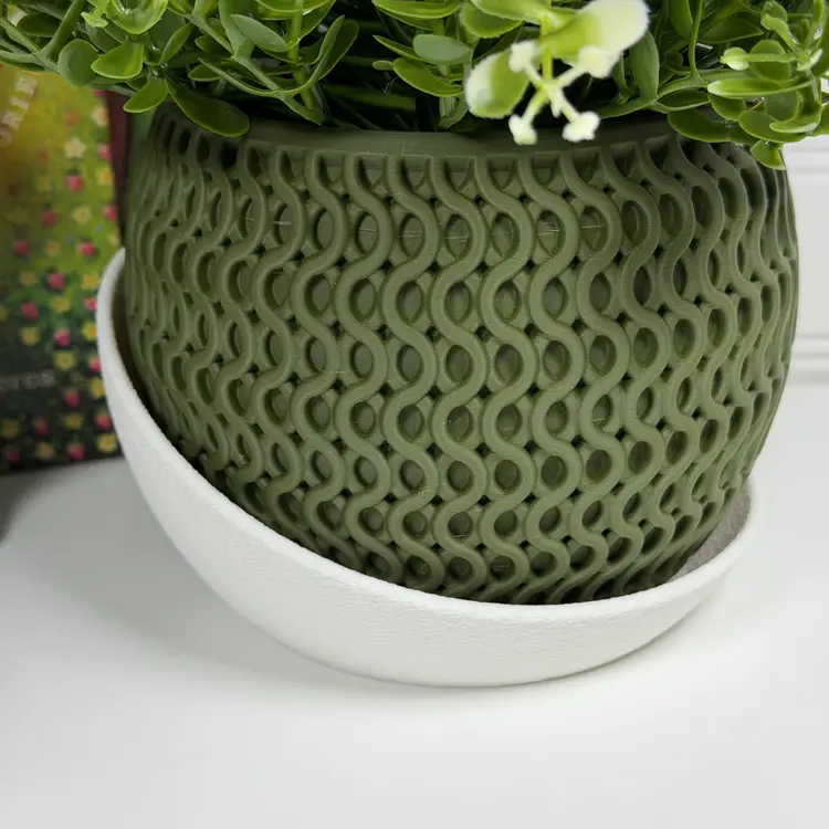 Echo Planter, Indoor Flower Pot, Tabletop Planter, Wavy Geometric Design
