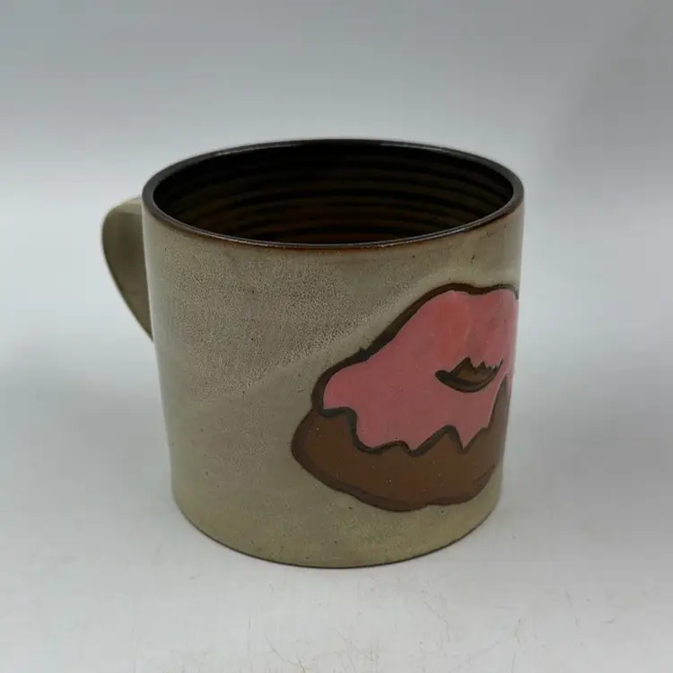 Studio Art Pottery Pink Frosted Donut Coffee Mug