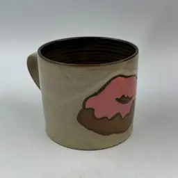 Studio Art Pottery Pink Frosted Donut Coffee Mug