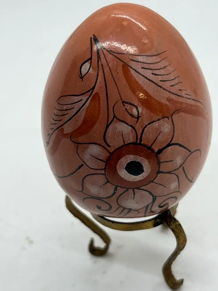 Tonal Mexican Pottery Brown Flower Unsigned 