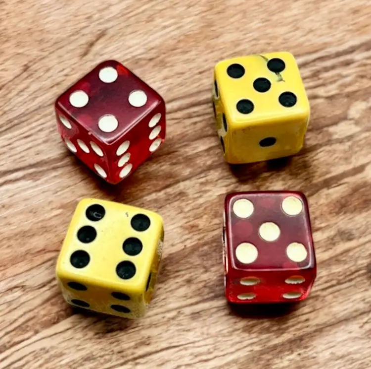 Vintage 1950’s Ruby Bakelite and Butterscotch Bakelite Dice