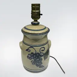 Cedar Swamp Stoneware- Lamp – Hand-Thrown Pottery- Grapevine Design- Cape Cod MA – 11.5” x 6” Perfect Kitchen Lamp!