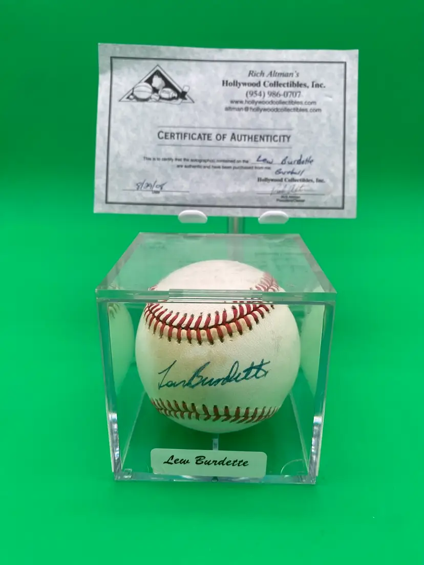 Lew Burdette Autographed Rawlings Official National League Baseball w COA & Case