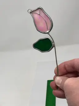 Pearly Pink Rosebud Glass Suncatcher
