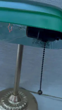 1997 Bankers Office Desk Lamp with Emerald Green Glass Shade and Brass Base