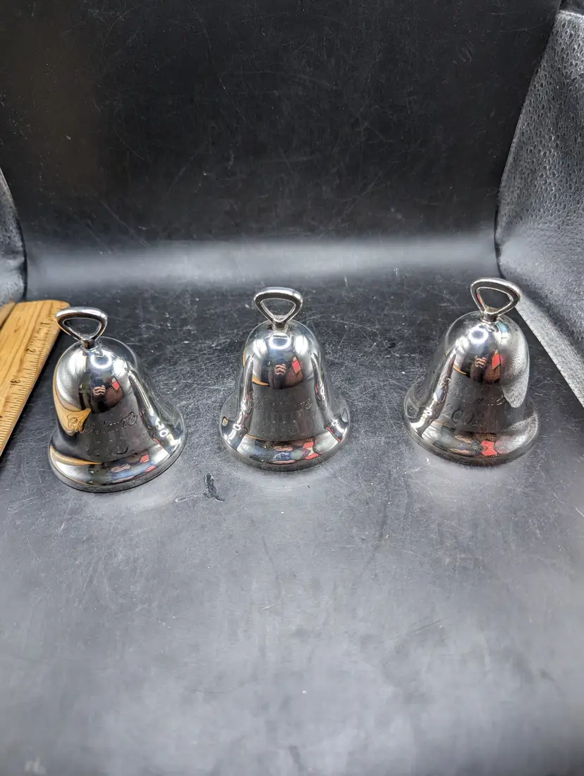 Vintage Lot of 3 Reed and Barton Christmas Bells 1980, 1998 and 2002